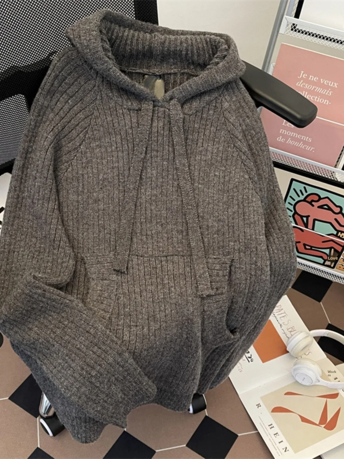 

Thiened Autumn Winter Hooded Knitted Sweater Men's Loose Casual Outerwear American Sle Comfortable Lazy Faionable Coat