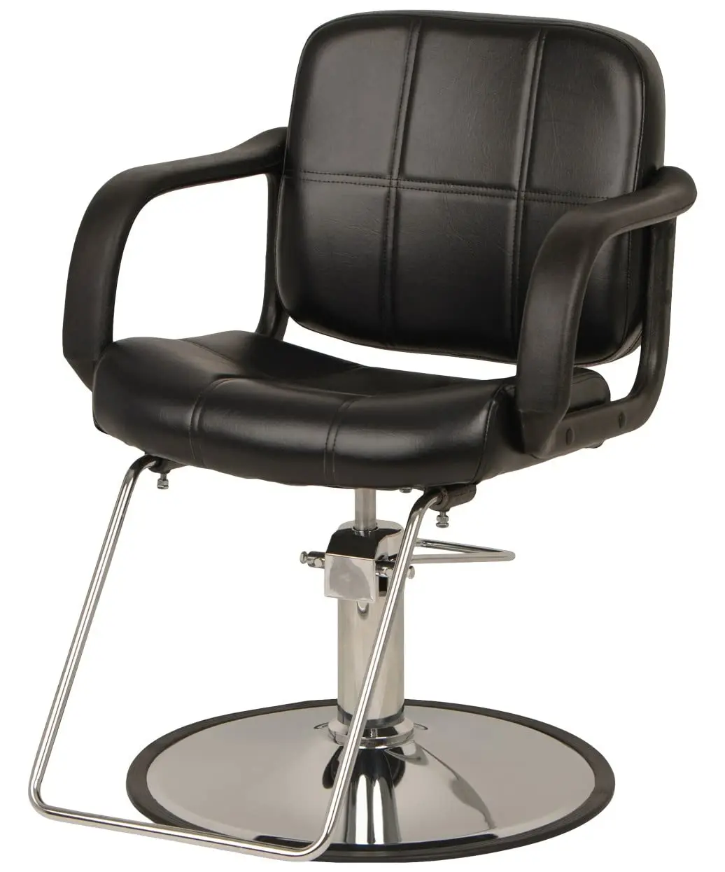 Extra-Wide Hydraulic Chair Chrome Base Vinyl 360° Swivel 550-Lb Pump Open Back Footrest Salon & Barbershop, Customized