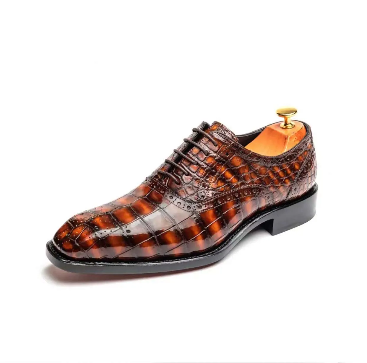 shenzhuangsanbao new arrival men dress shoes men crocodile leather shoes brush color