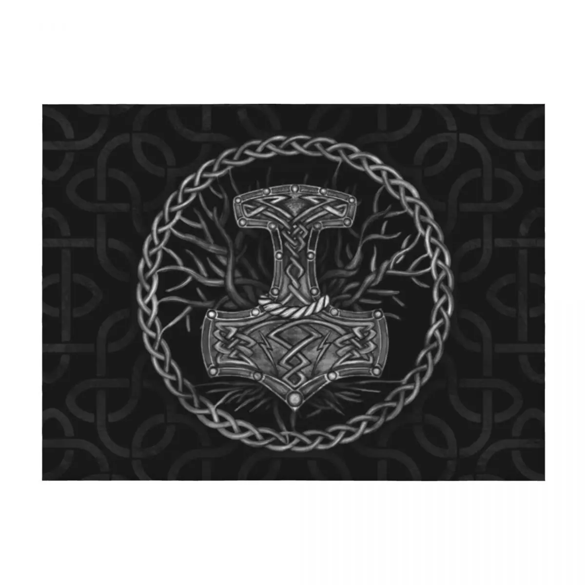 

Mjolnir - The hammer of Thor and Tree of life Throw Blanket warm winter Fashion Sofas decorative Blankets