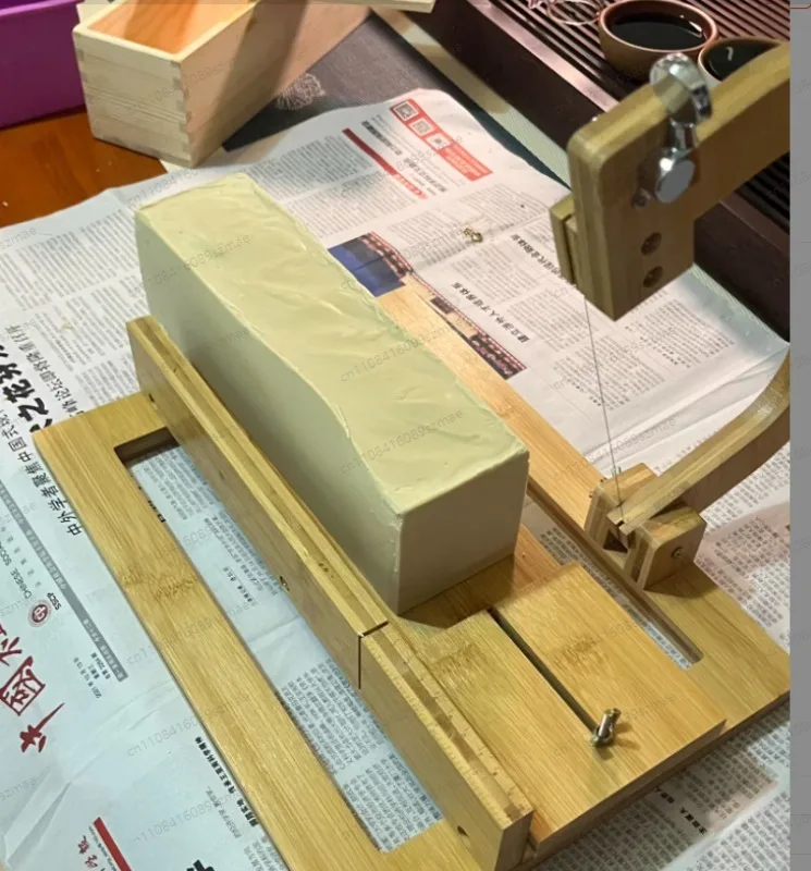 

Handmade Soap Cutter Wooden Professional, Multi-Wire Cheese Wire Style Cutting Tool with Guide for Cold Process Soap