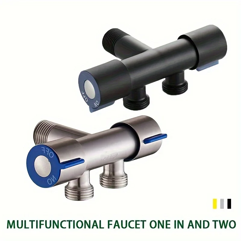 304 stainless steel single cold water 1 in 2 out angle valve - wall mounted bathroom multifunctional washing machine faucet