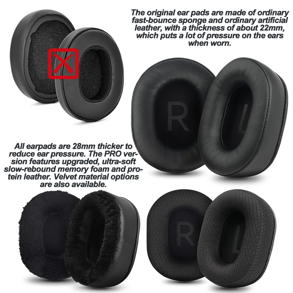 Wymienne nauszniki do słuchawek Skullcandy Crusher Hesh Evo Crusher 360 Hesh 3 Wireless, siatkowe, z pianki memory, gąbki. — zdjęcie produktu 4