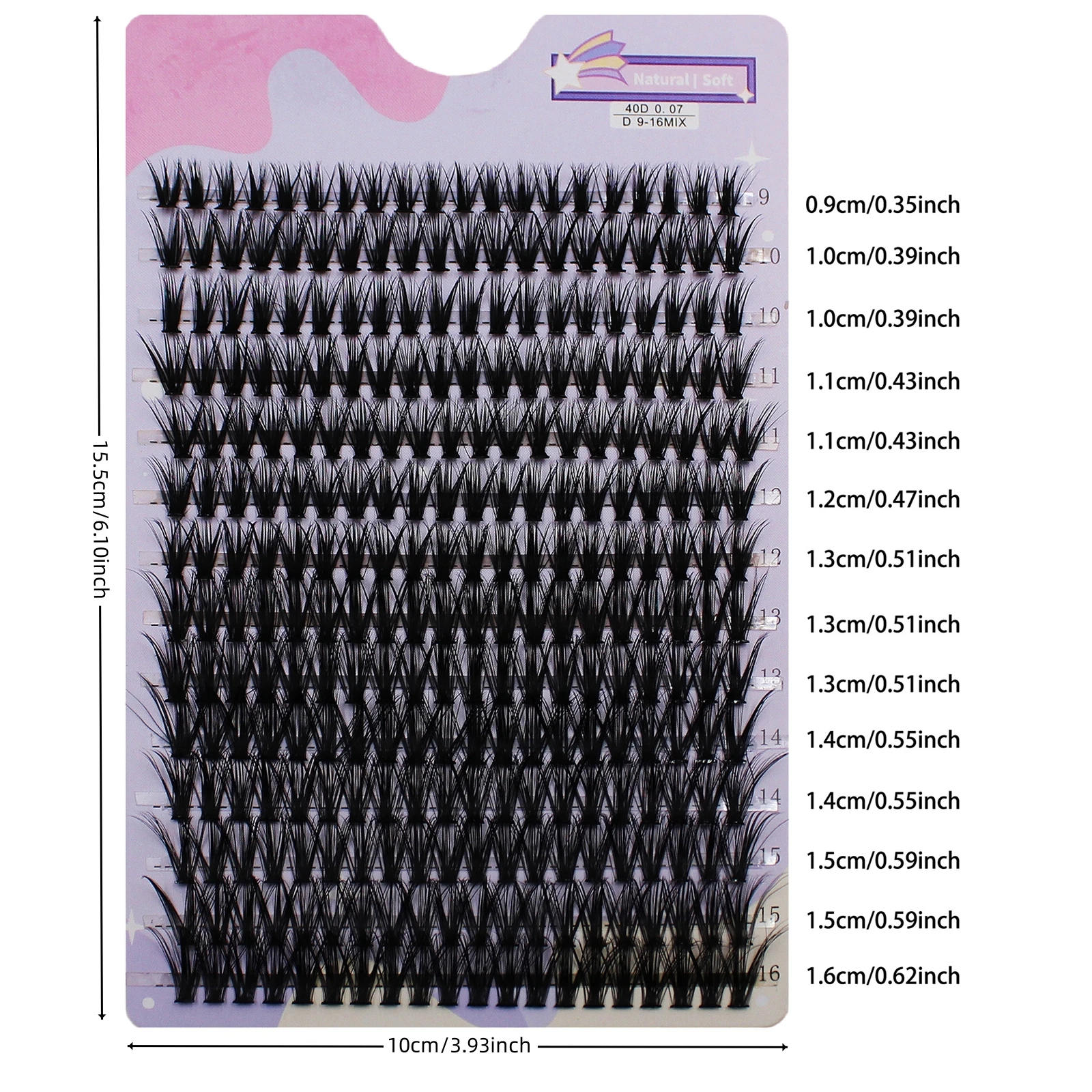 280Pcs 30D 9-16mm Mix D Curl Cluster Lashes