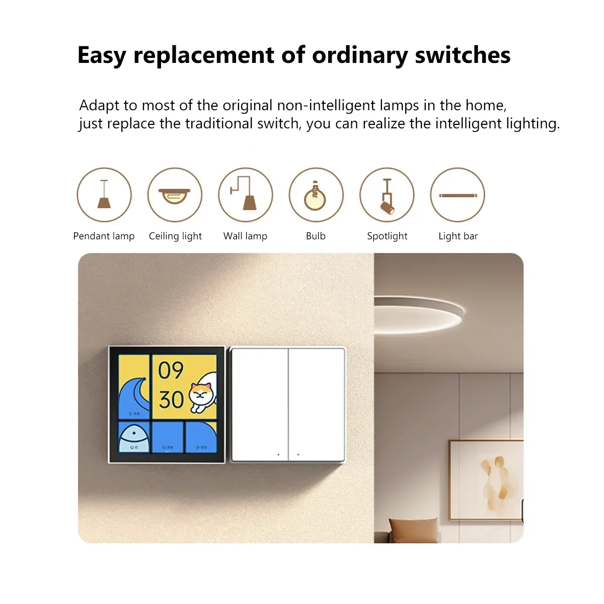 Aqara Smart Wall Switch D1 ZigBee Smart Home Wireless Key Light Remote Control Fire Wire with /no Neutral Work for Homekit APP