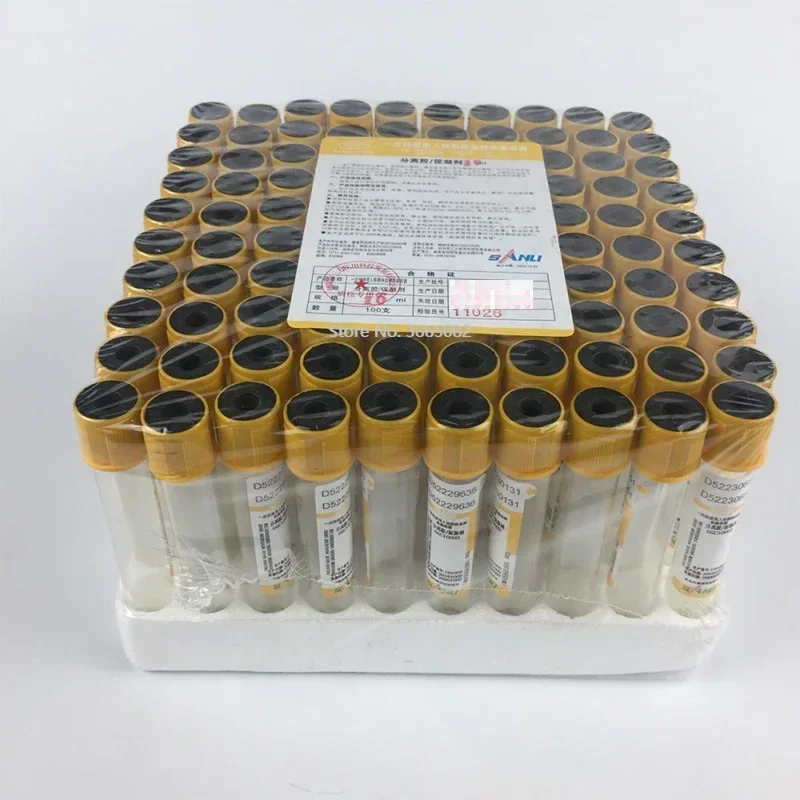 50pcs Disposable Vacuum negative pressure blood vessel separation gel coagulant tube for serum separation and extraction