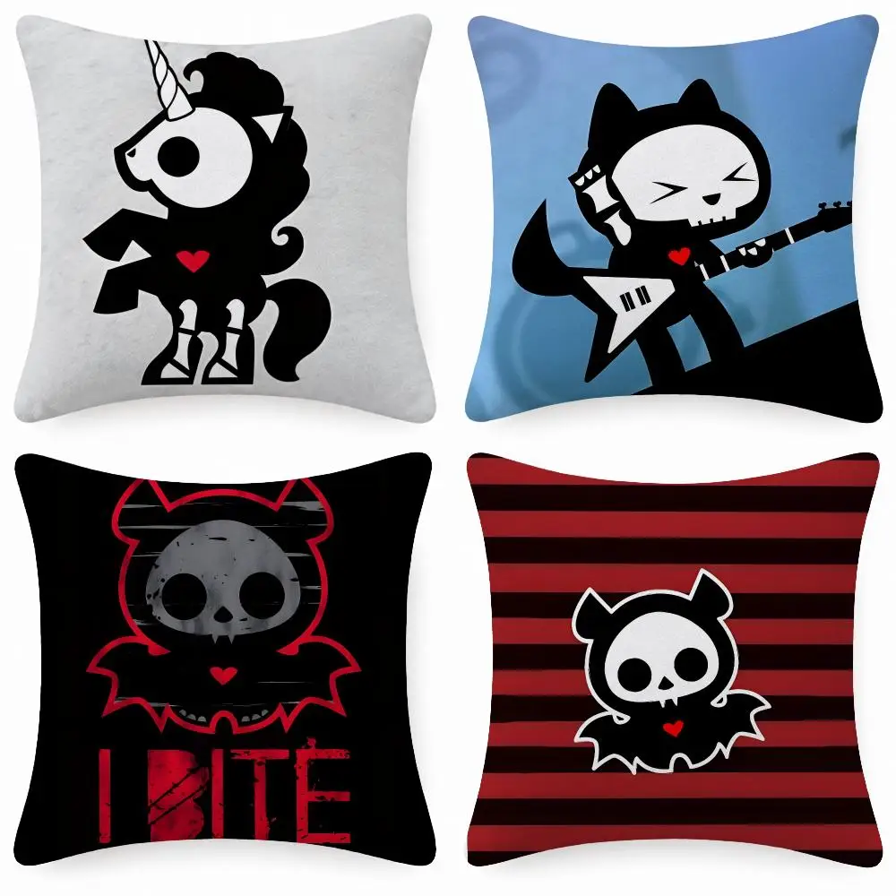 Cartoon Cute S-Skelanimals Cushion Cover Soft Short Plush Anti-Mite Sofa Bedroom Den Car Dorm Decor Gifts