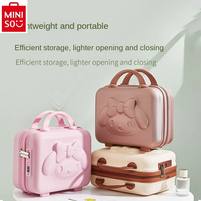 MINISO-estuche de viaje pequeño y ligero para mujer, caja de maquillaje de almacenamiento multifuncional con melodía de dibujos animados, novedad de 2024