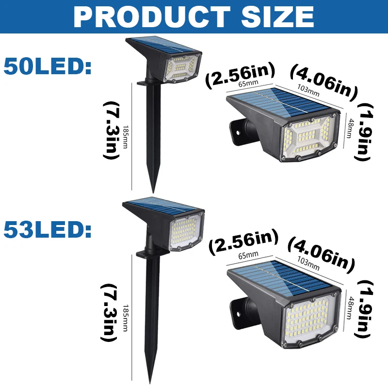 53led solar betriebene Scheinwerfer lampe einstellbare Solar rasen leuchte im Boden ip65 wasserdichte Landschafts wand leuchte Außen beleuchtung