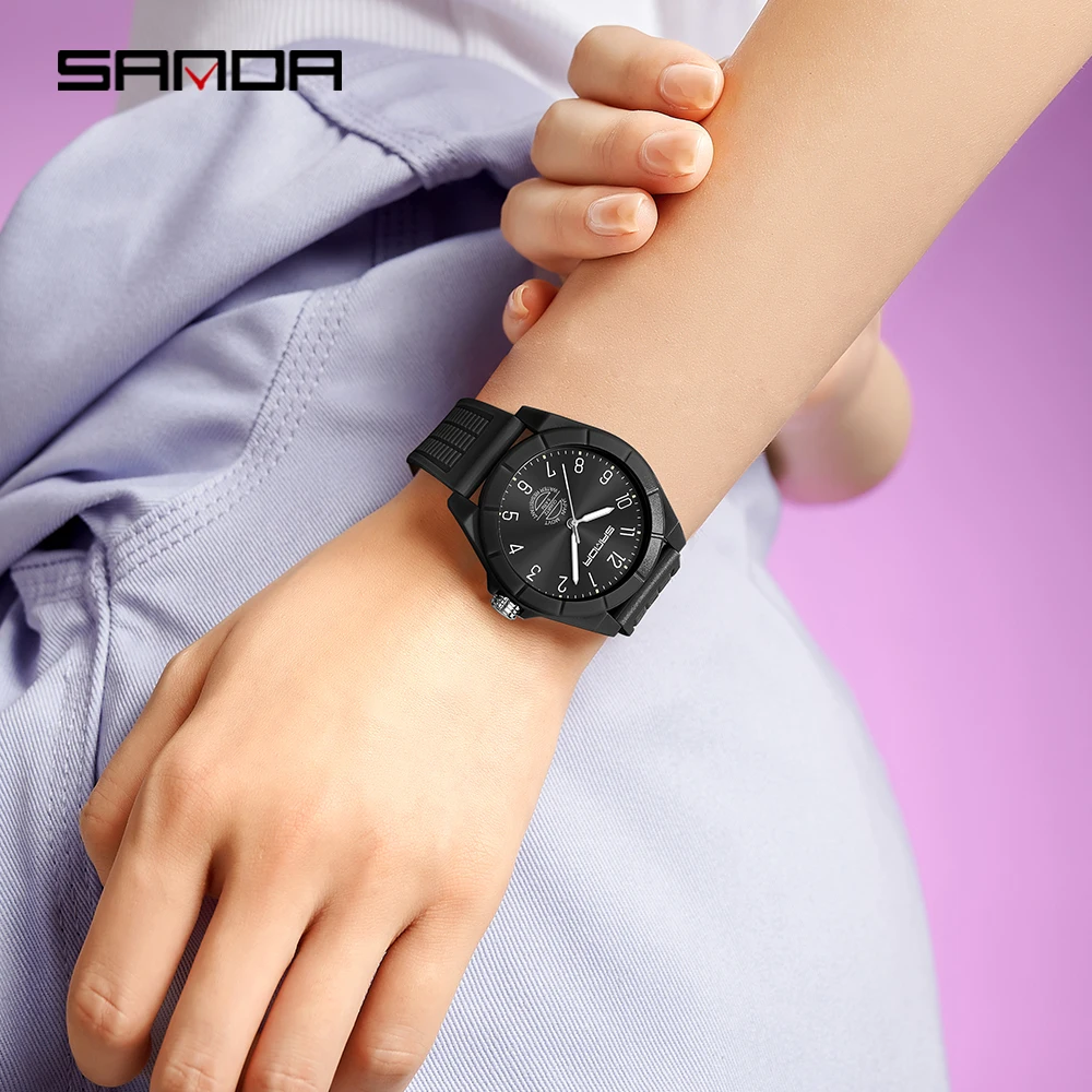 Mode SANDA 6212 Student Quartz Elektronisch Horloge Siliconen Band Multifunctionele Sport Waterdicht Student Quartz Horloge 2025