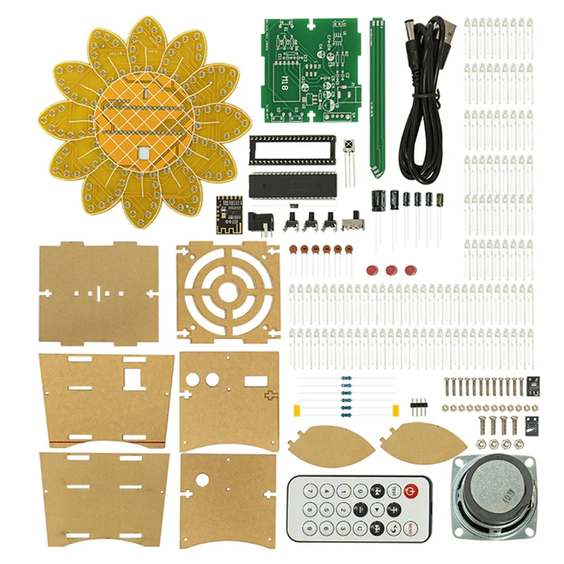 Kit Speaker Bluetooth Bunga Matahari LED GTBL dengan Bagian Latihan Pengelasan Kit Elektronik Diy Remote Control