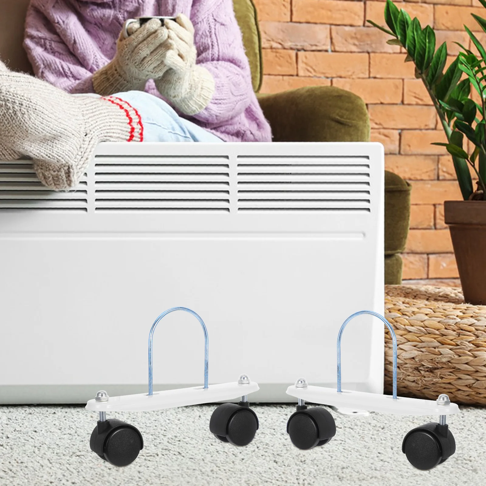 

Oil Filled Heater Support Bracket Caster Wheels U-shaped Steel Base Electric Radiator Mobile Swivel Wheel Replacement Part