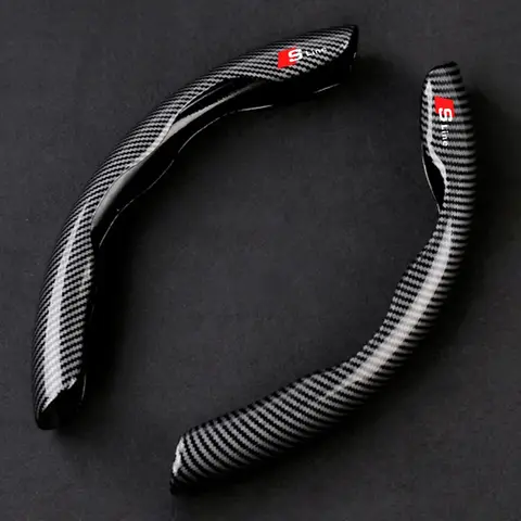 2PCS 카본 파이버 자동차 스티어링 커버 미끄럼 방지 보호 쉘 (아우디 S라인 A4 B7 B8 B9 A3 8P 8V 8L A5 A6 C6 C5 C7 4F A1 A7 A8 용)