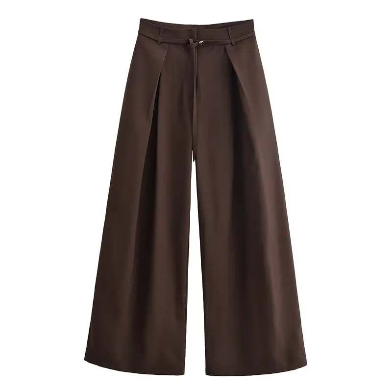 High Waist Pleated Women's Trousers with Thin Belt Loose Fit Casual Pants New Arrival Winter 2025 Commute Style Fashion