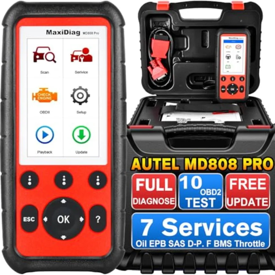 

MaxiDiag MD808 PRO OBD2 Scanner, All System Diagnostic Scan Tool, Upgraded of MD806 MD802, 7 Hottest Special Service, Oil Reset