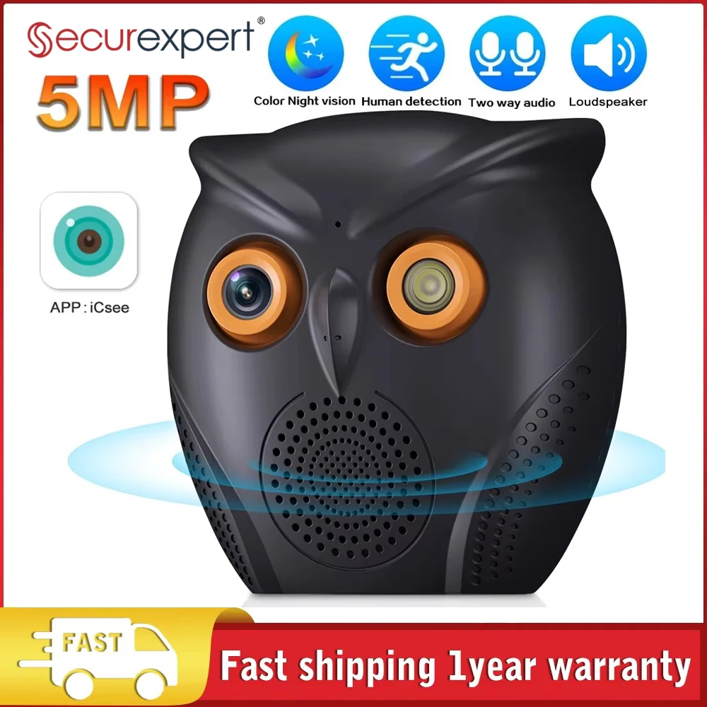 

ICSEE Owl Shape 2K 5MP WiFi Camera Smart Home Mini Indoor Baby Moniton Detection Night Vision Two Way Audio Surveillance Cameras