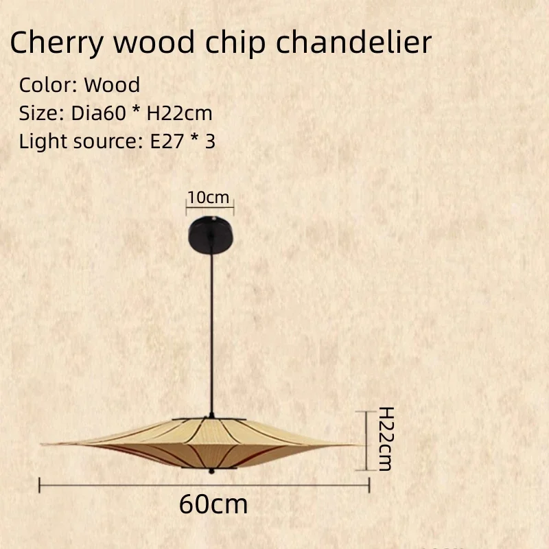 Vintage Cherry Wood Chip Chandelier, Versão personalizada, Sala, Loja, Decoração de móveis, E27