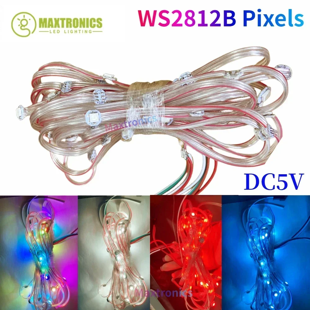 

50 светодиодов/строка WS2812B RGB светодиодная лента, модуль предварительно припаянных пикселей SMD5050 с узлами платы радиатора, индивидуально адресуемый, 5 В постоянного тока