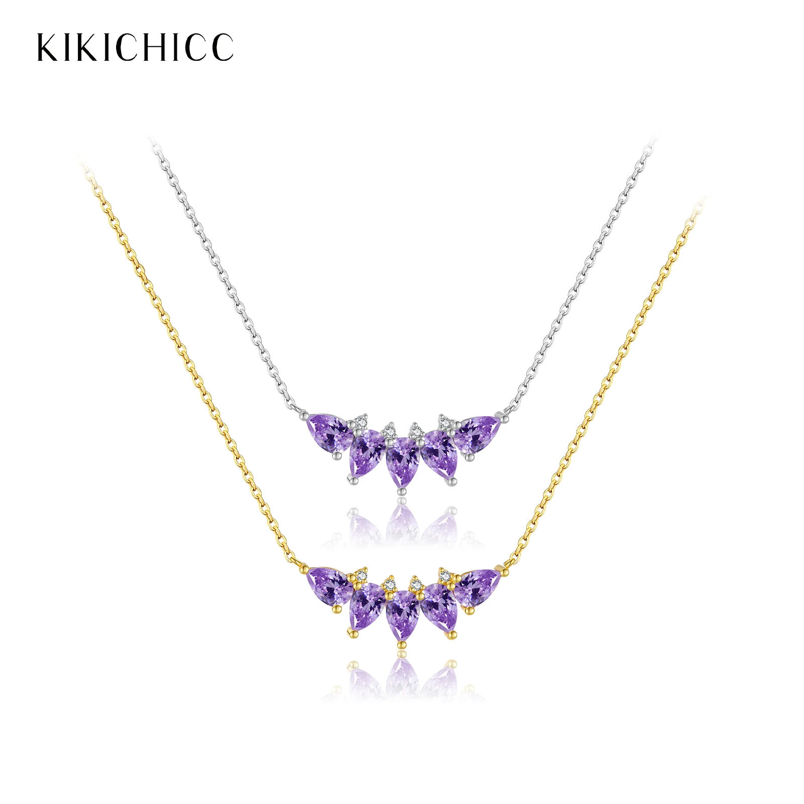 

KIKICHICC Women 925 Sterling Silver Purple Pear Shape Round CZ Zircon Long Necklace 2025 Luxury Vintage Party Jewelry Gift