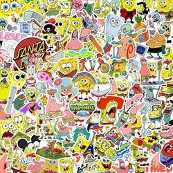 50/100pcs SpongeBob SquarePants Stickers Cartoon Laptop Car Refrigerator Motorcycle Luggage Waterproof Gift Children Toy Deals