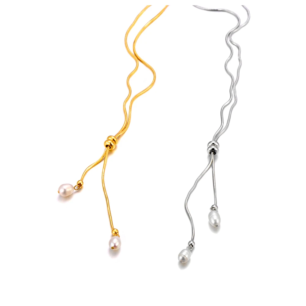 JeeMango Halskette mit Anhänger aus natürlicher Muschel, doppeltes Herz, für Damen, goldfarben, Edelstahl, klassischer Halsschmuck, wasserdicht, N26037 – Detail 12