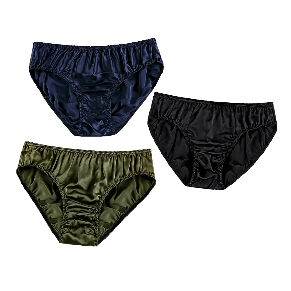

3 sizes Men Real Silk Panties 2 pcs Packed Men's silk briefs mulberry silk breathable Male basic panty