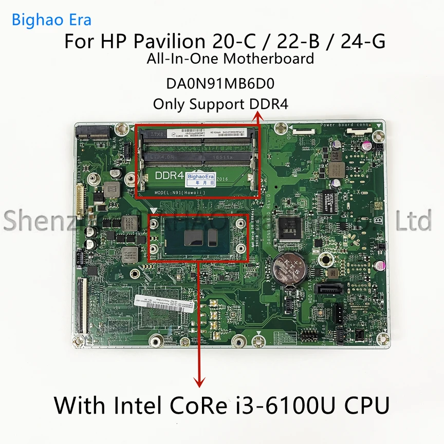 

DA0N91MB6D0 For HP All-In-One 24-G 22-B 20-C AIO Motherboard With Intel CoRe i3 i5 CPU DDR4 848949-001 848949-607 100% Full Test