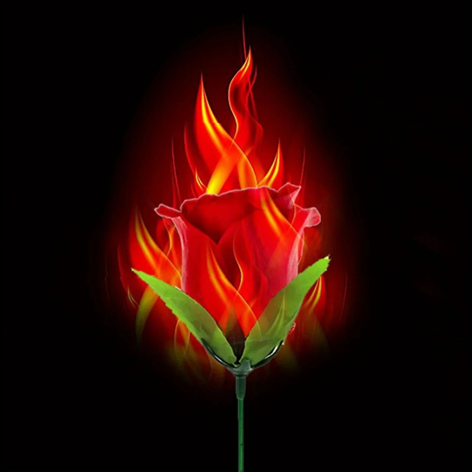 Torch to Rose Magic Trick Flame Appearing Flower Professional Magic Props for Wedding Party Shows