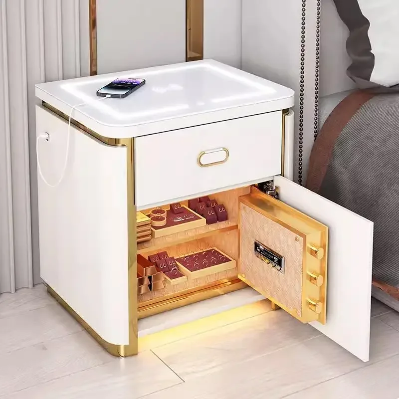 Mit sicherer Nachttisch, multifunktionaler High-End-Massivholzfarbe, neue intelligente integrierte Diebstahlsicherung für zu Hause