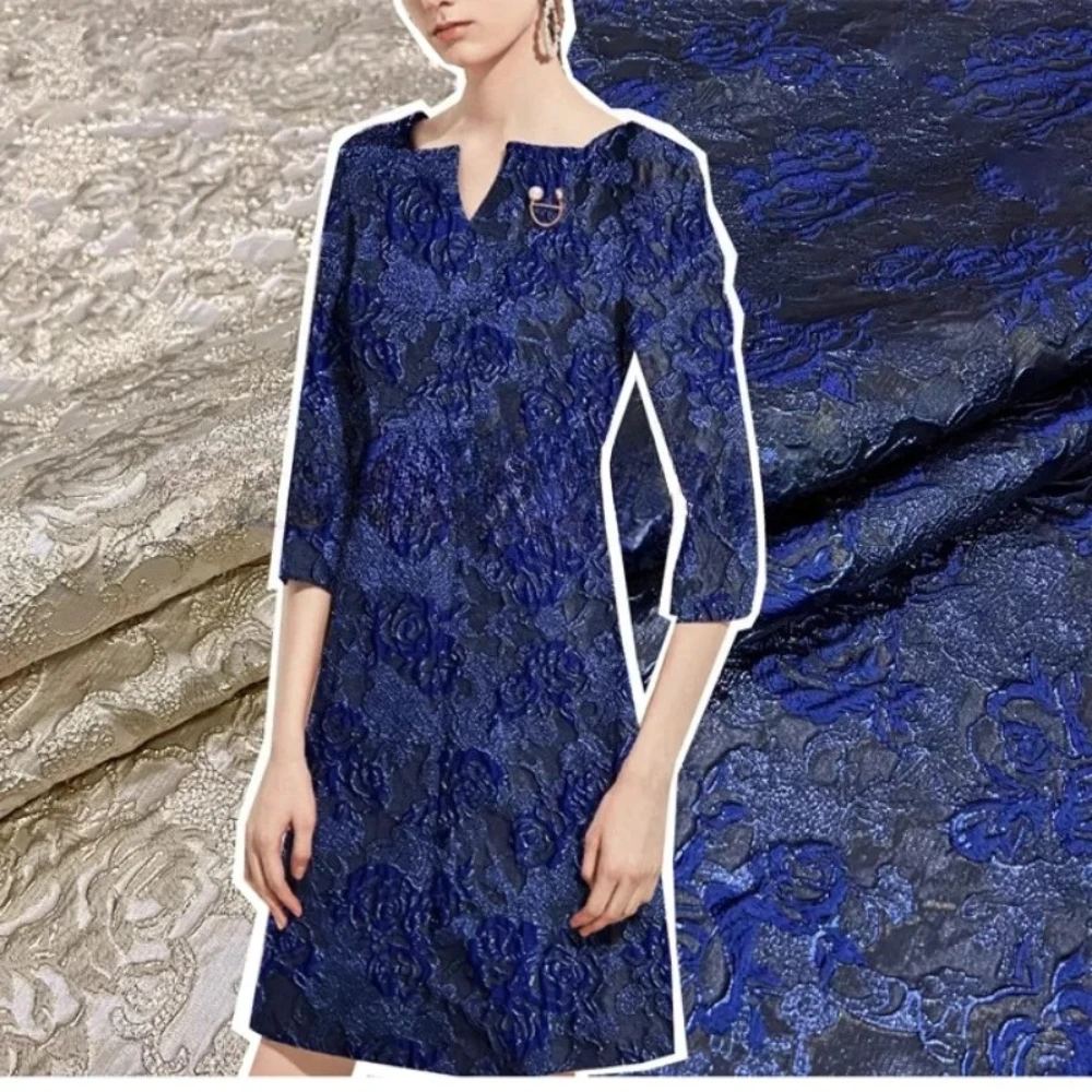 

Metal Wire Yarn-dyed Jacquard Brocade Fabric Dress Windbreaker Clothing Cloth for Dress Diy Sewing Material By The Yard