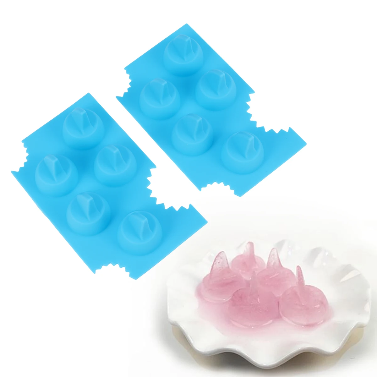 

Cute Shark Fin Ice Cube Maker Food Grade Silicone Mold 5 Cavities Easy Release Stackable Trays For Home Parties Bars
