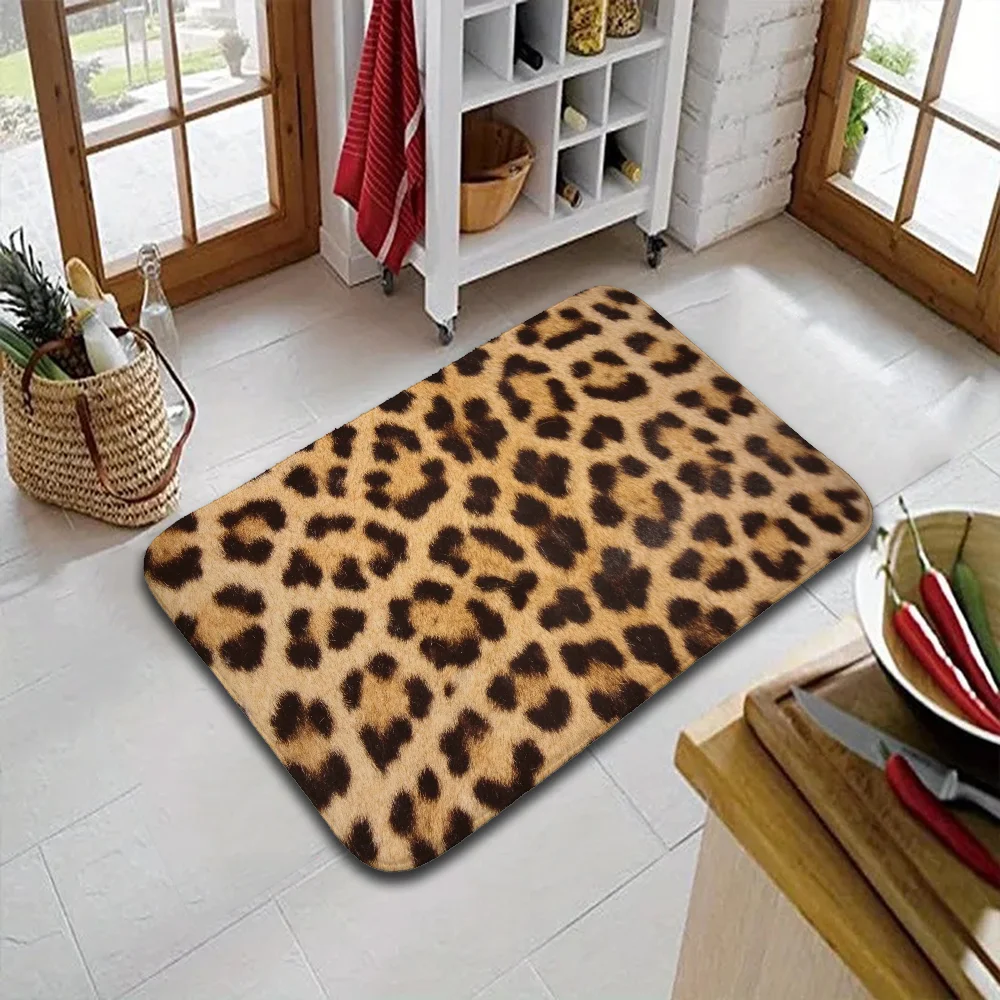 Leopard Print Bathroom Mat Kitchen Decoration Children Room Mat Entrance Doormat Carpet in the Living Room Mats Prayer Rug Bath