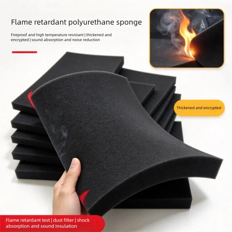 1pc Fireproof Foam Toolbox Flame Retardant Foam Shockproof High-Elastic Sponge Sheet Soundproof Noise Reduction Sponge