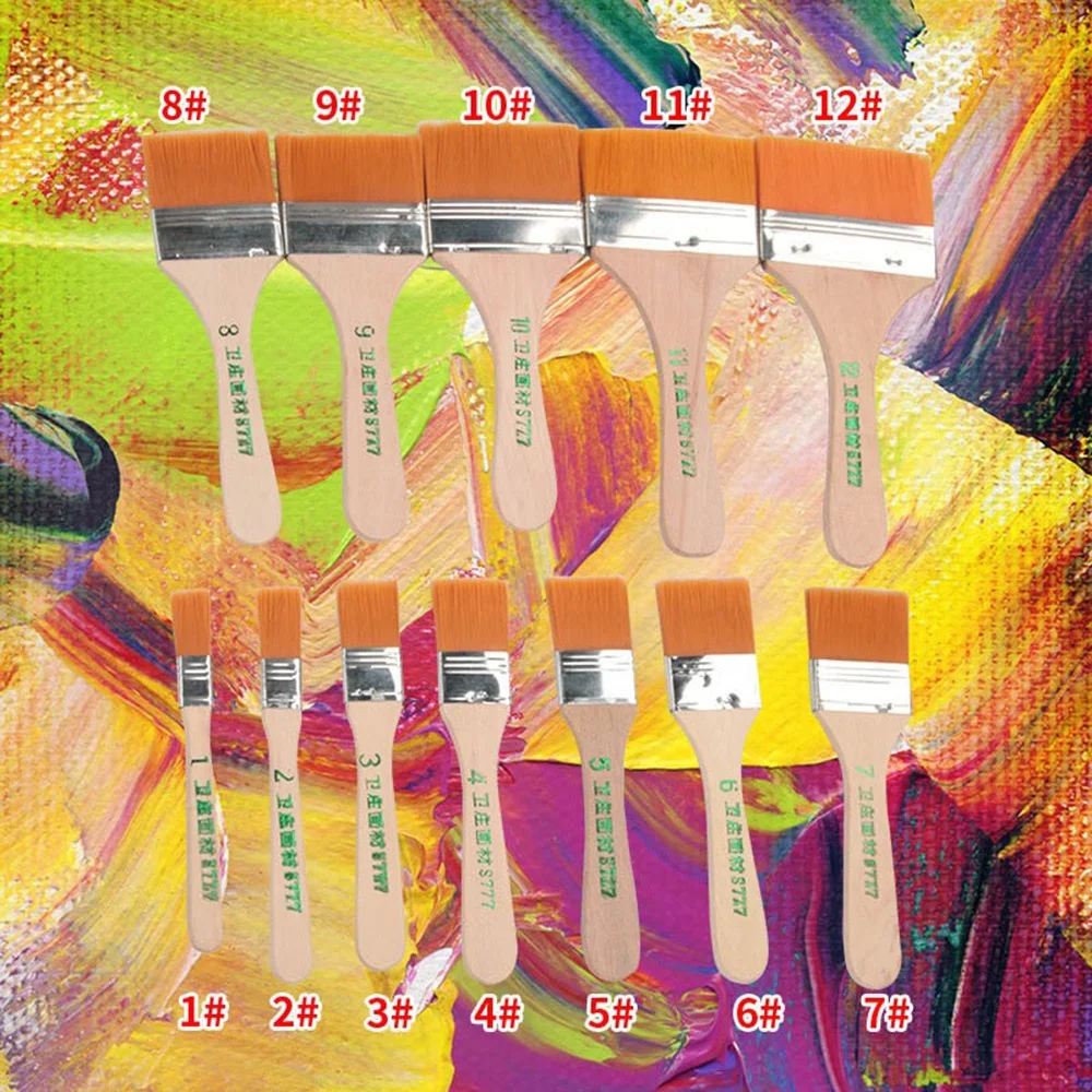 12Pcs/Set Memory Nylon Paint Brushes Sets For Acrylic Oil Drawing Watercolor Wooden Painting Brush Tools For Art School Supplies