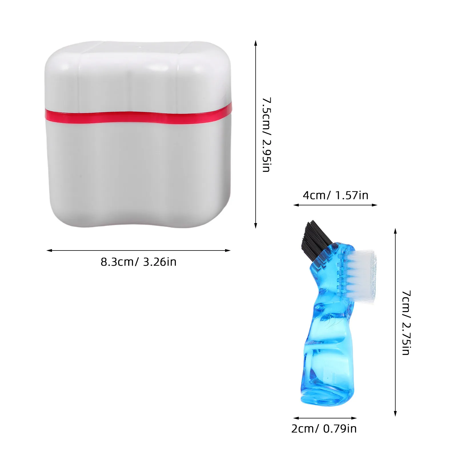 2Pcs Denture Retainer Brush Oral Care Set Shape Storage Box Travel Case Holder Fake Teeth Holder
