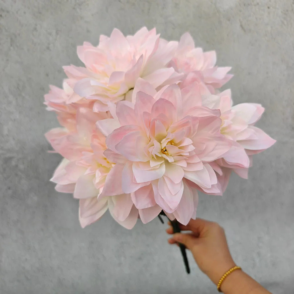 Künstliche Dahlie-Blumen mit 7 Köpfen – realistischer künstlicher Dahlienstrauß für Heimdekoration, Hochzeits-Mittelstücke, Party-Dekoration – Detail 6