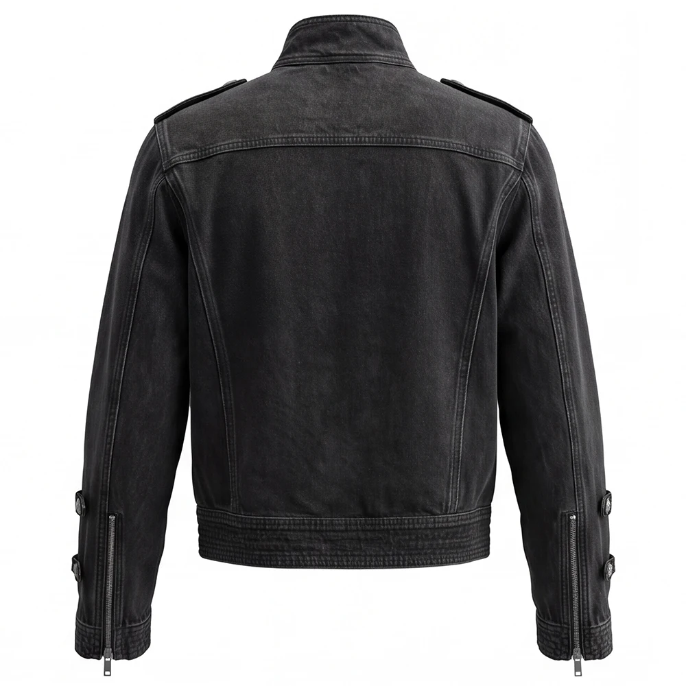 Men's Military Band Jacket Gothic Full Zip Up Stand Collar Button Trim Coat Punk Black Rock Epaulet Outerwear Streetwear Stage
