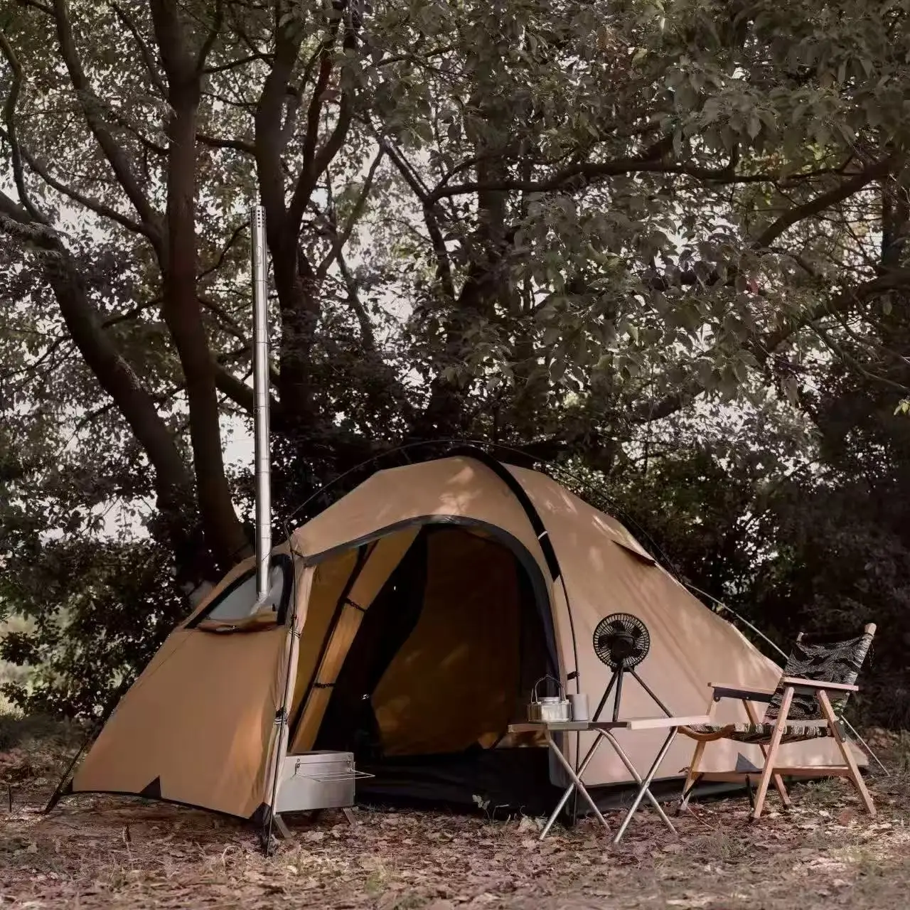 Professionelles Motorrad-Touring-Zelt für 2 Personen mit Ofenrohranschluss, Winddichtes und Regenfestes Outdoor-Campingzelt