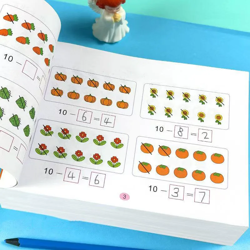 Handwritten Arithmetic Practice Book Learning Mathematics 94 Pages Addition and Subtraction Children's Notebook