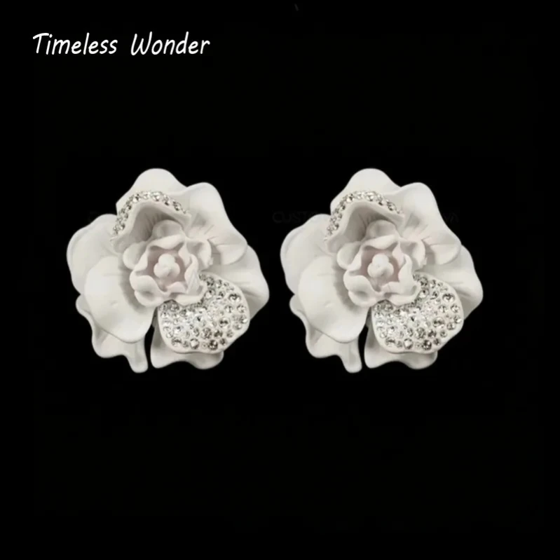 

Timeless Wonder Fancy Crystal Zircon Floral Button Earrings for Women Designer Jewelry Punk Luxury Sweet Gift Rare Top Neat 3346