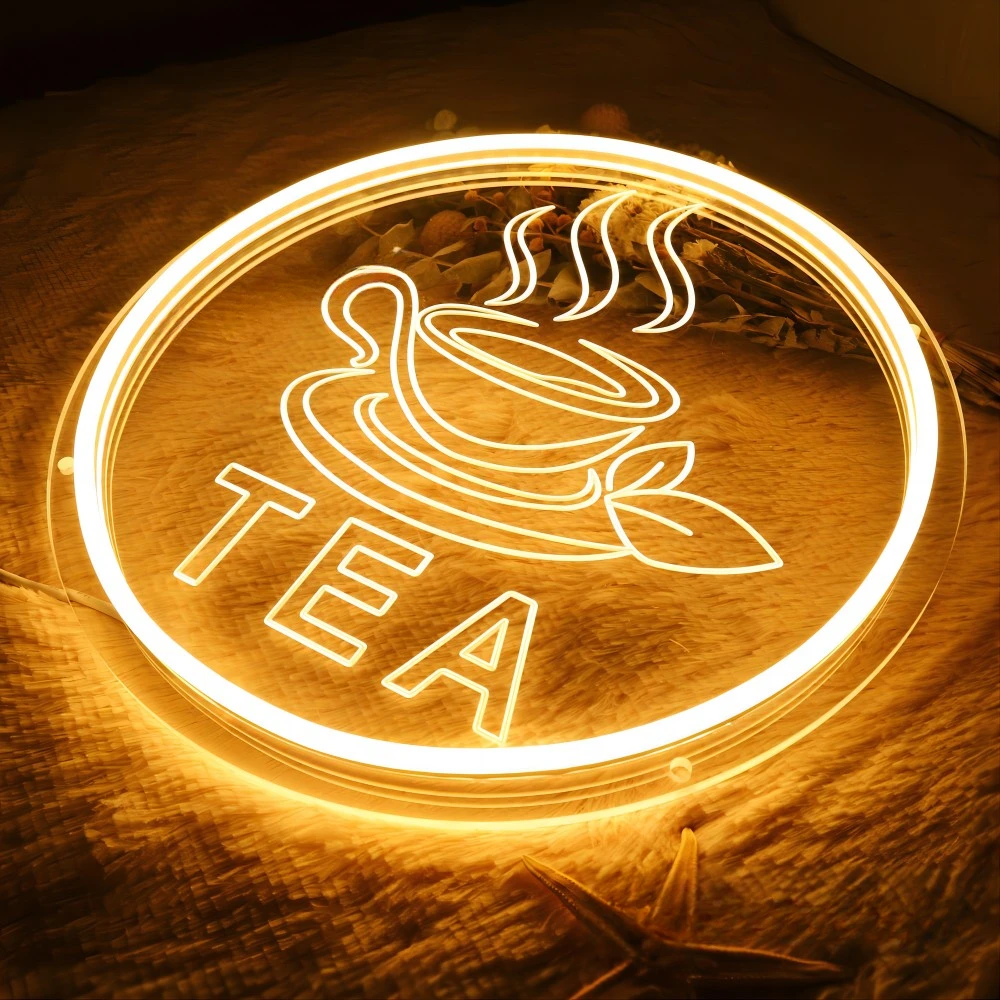 Tea Neon Sign Engrave Personlity LED Lights For coffee shop Decoration Neon on The Wall Frames Room Decors Support Custom 12 Col