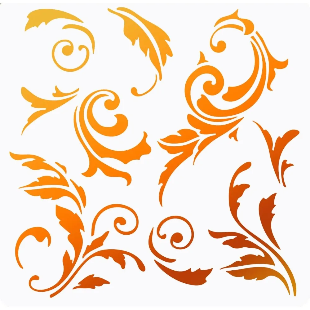 Leaf Scroll Stencil 11.8x11.8 inch Floral Stencils Template Plastic Fancy Flourish Painting Stencil Large Reusable Flowers