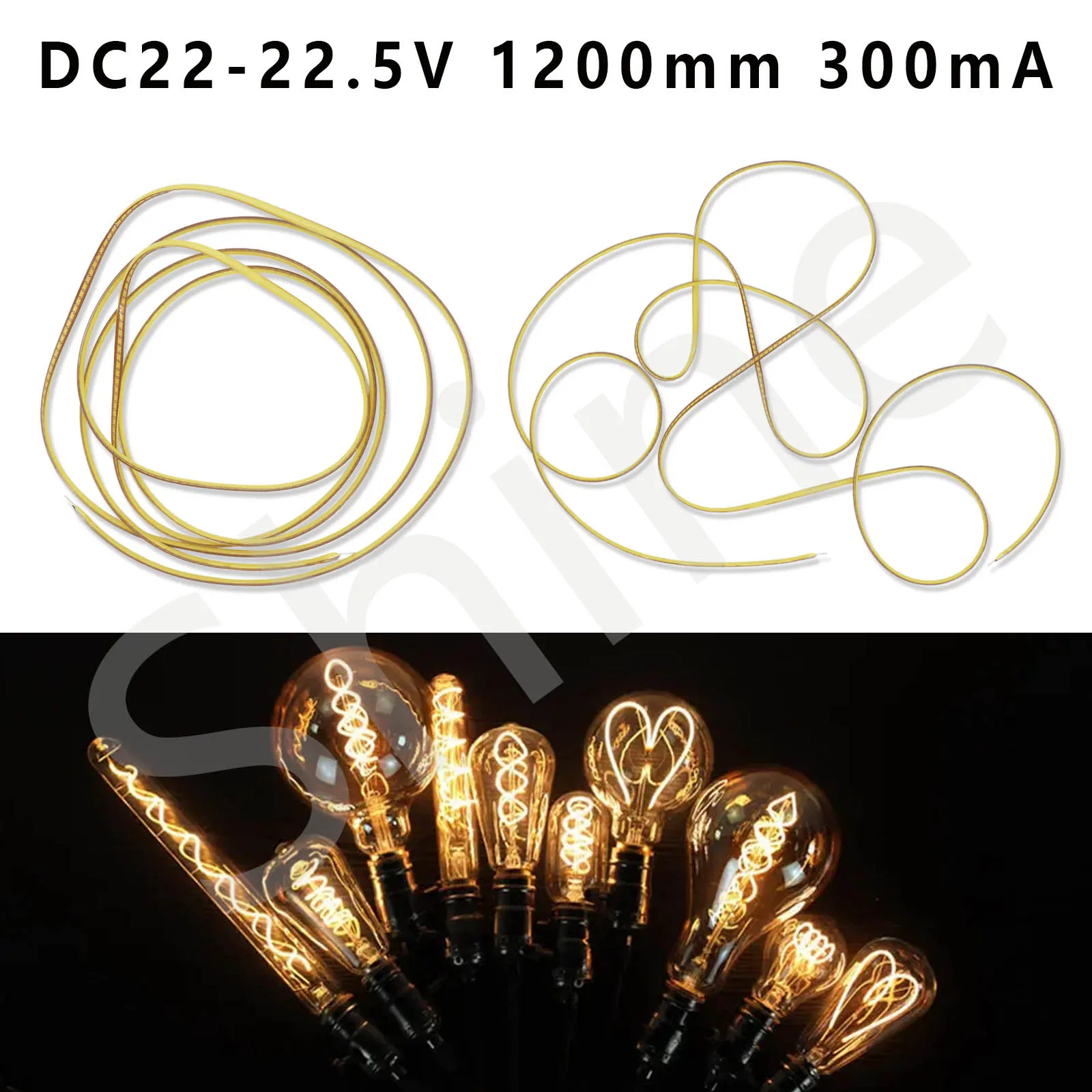 1200mm Retro Edison Light Bulb LED Flexible Filament DC22-22.5V 300mA for Incandescent Lamp Restaurant Festival Decoration DIY