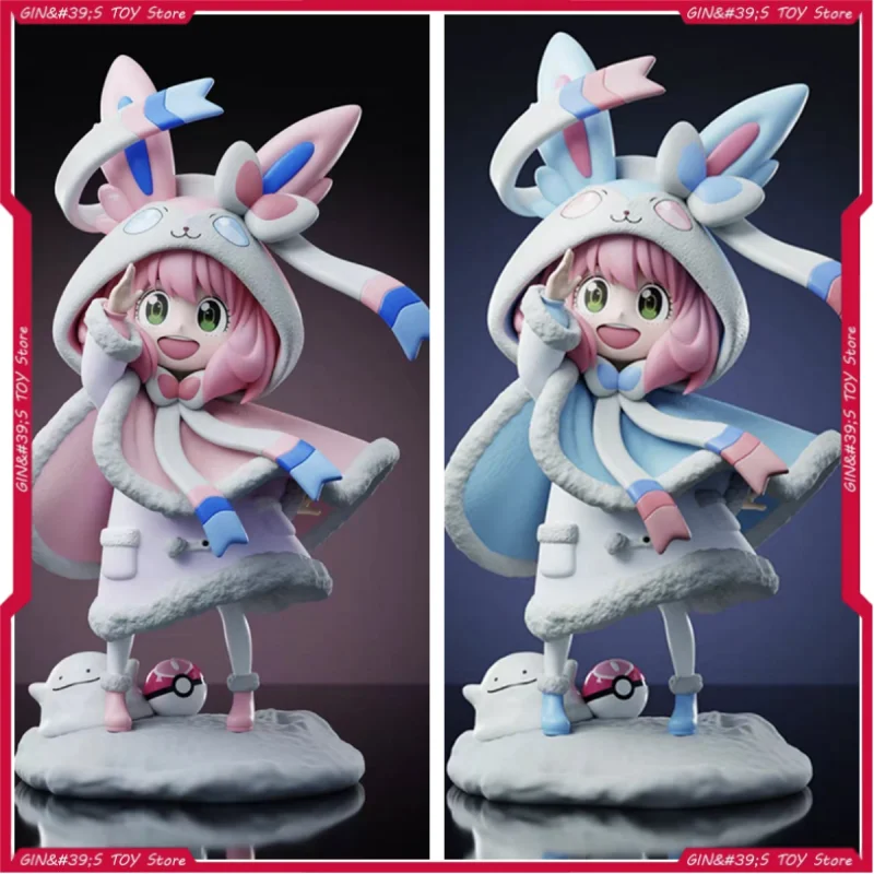 19cm PokéMon Eevee × familia Anya Forger como Pokemon Sylveon Anya Cosplay Hada Eevee Anime figuras de acción de juguete regalos