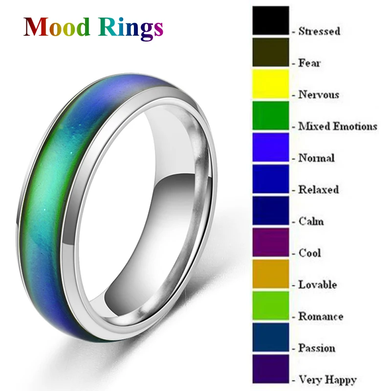 1pc Stainless Steel Mood Ring Changing Color Rings Emotion Feeling Temperature Ring For Women Men Couples Rings Fashion Jewelry