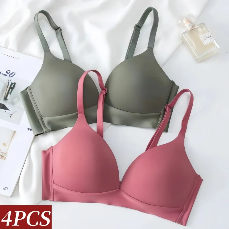 

4 шт./компл. бесшовные бюстгальтеры для женщин, нижнее белье пуш-ап, бюстгальтер с чашкой 3/4 без косточек, женское сексуальное женское белье в японском стиле, S-XXL