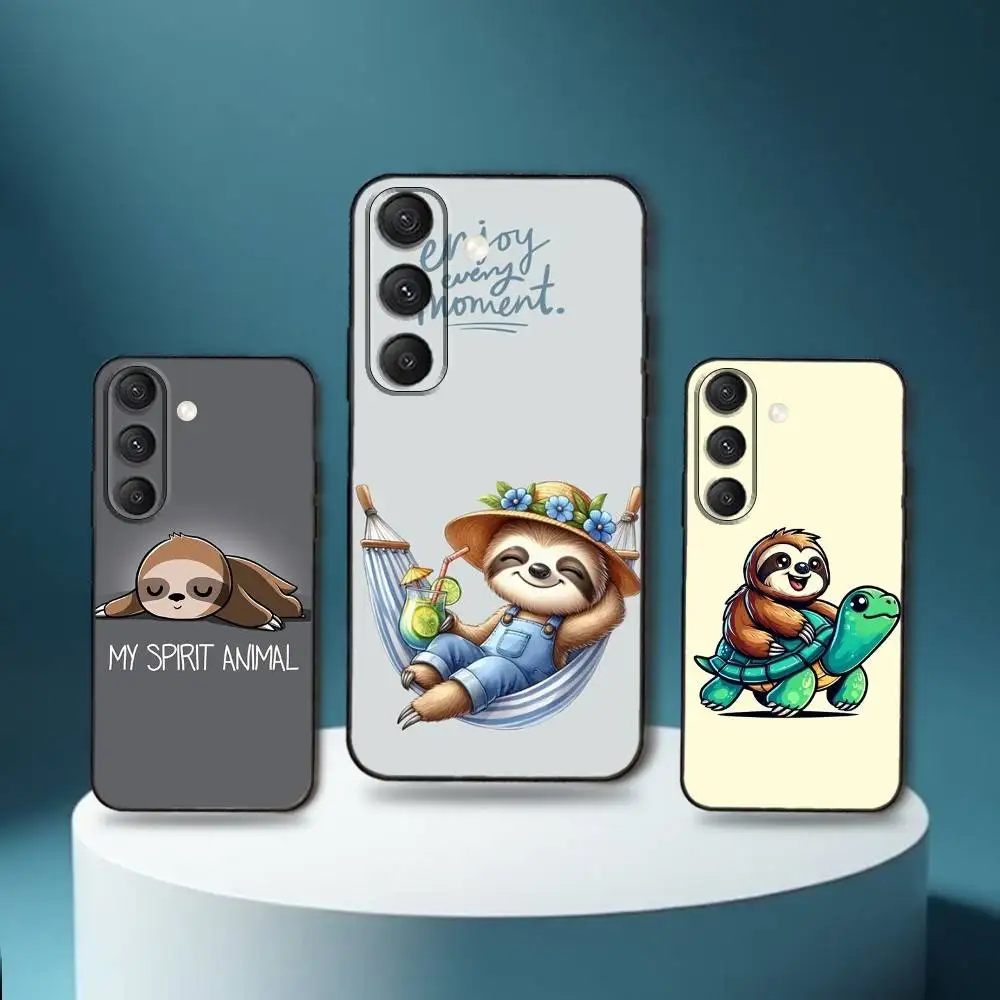

Cartoon Funny Sloth Turtle Phone Case For Samsung S25,S24,S23,S22,S21,S20,S10,Ultra,Plus,Lite,FE,Soft Silicone Black Cover