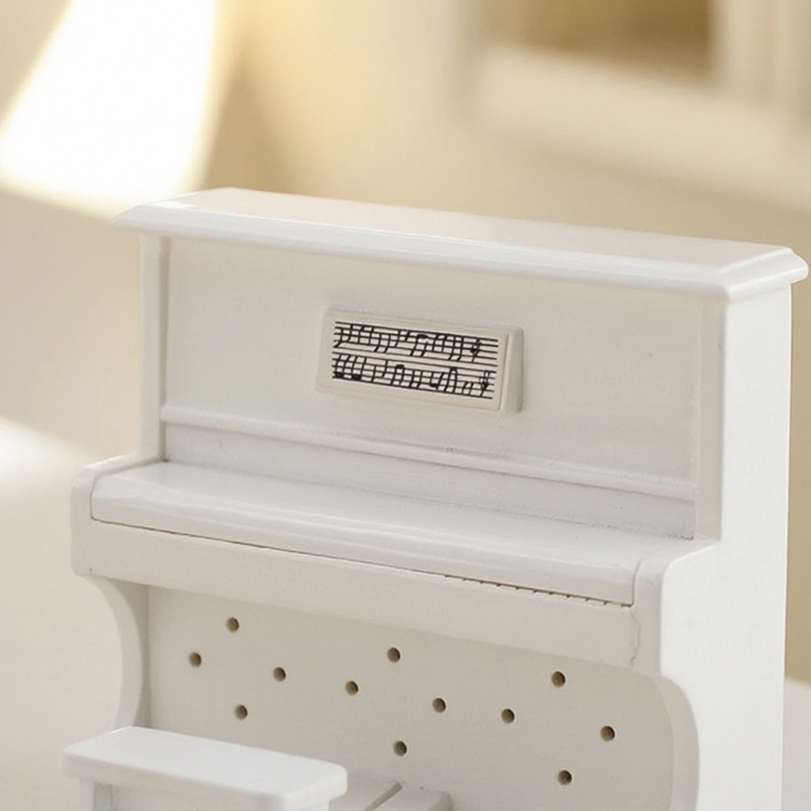 Dollhouse Upright Piano with Stool Detailed Dollhouse Upright Piano Furniture Small Lovely for Collectors