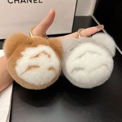 Women New Real Rabbit Fur Totoro Doll Key Chain Charm Fashion Plush Car Keychain Bag Pendant Party Gift Jewelry Trinket