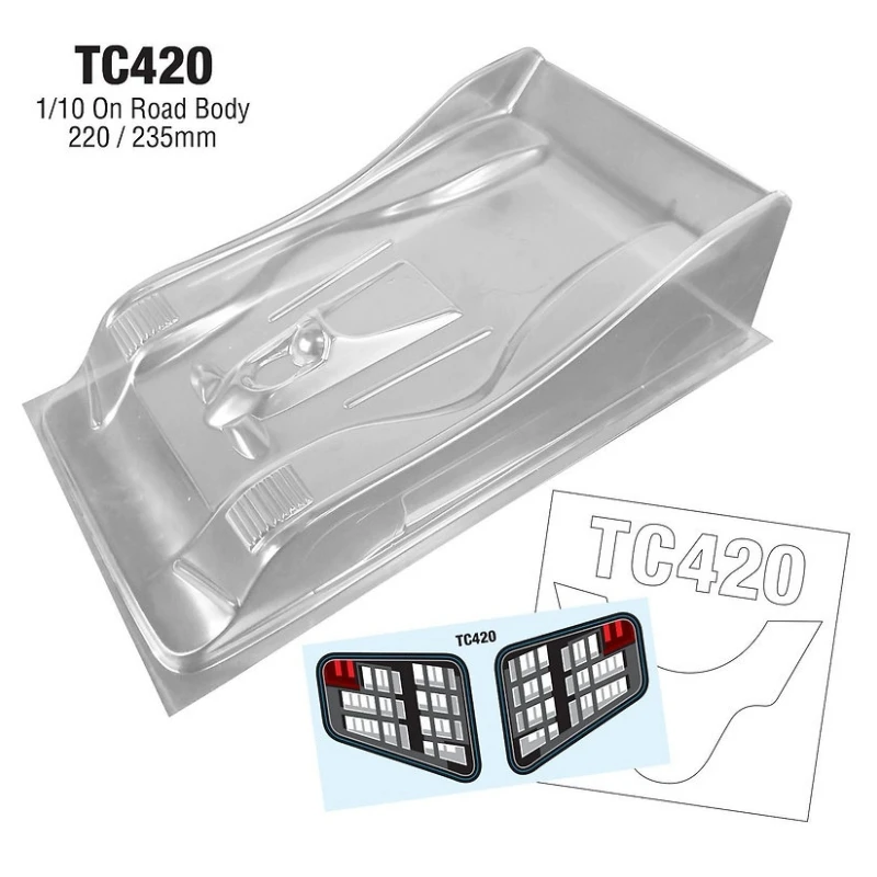 TC420 1/10 On Road 235mm Clear Lexan Body shell for Competition RC Pan car 1:10